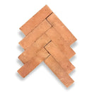 Rode terracotta rechthoekige Alhambra bejmat tegel 24x6.5x2 visgraatpatroon