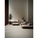 Minimalistische houten platformbedden met lichtgrijze gewatteerde kussens en kussentjes rift ivory 120x120 rett