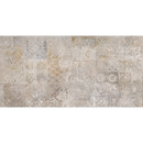 Een patchworkmuur van rift sand vania decor 60x120 rett vintage keramische tegels met beige en grijs tinten