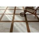 Marmeren vloertegels met bronzen inleg, geometrisch patroon, Roma Calacatta Matt 60x60