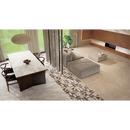 Marmeren eettafel met donkere houten basis in Roma Stone Pietra Beige mat 120x120