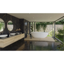 Moderne vrijstaande ovale badkuip met witte lijnen, perfect voor Saint Laurent mat 120x120