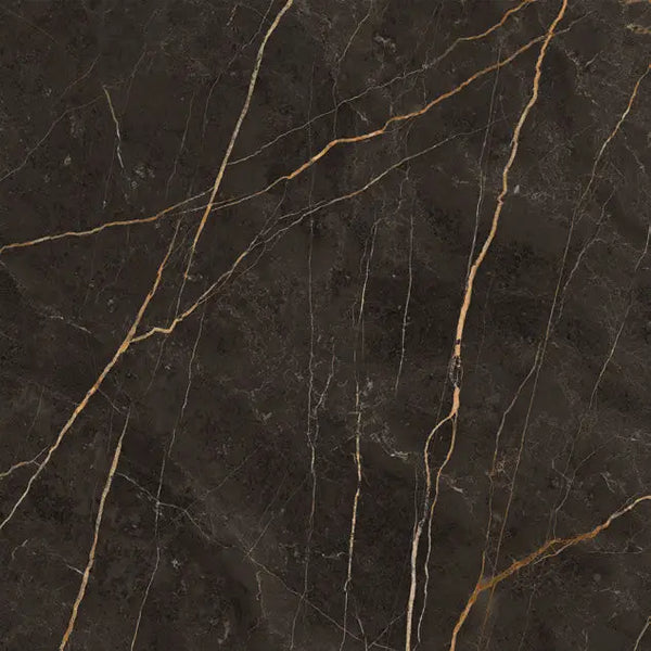 Dark marble met gouden aderen in Saint Laurent Polished 120x120 Rett