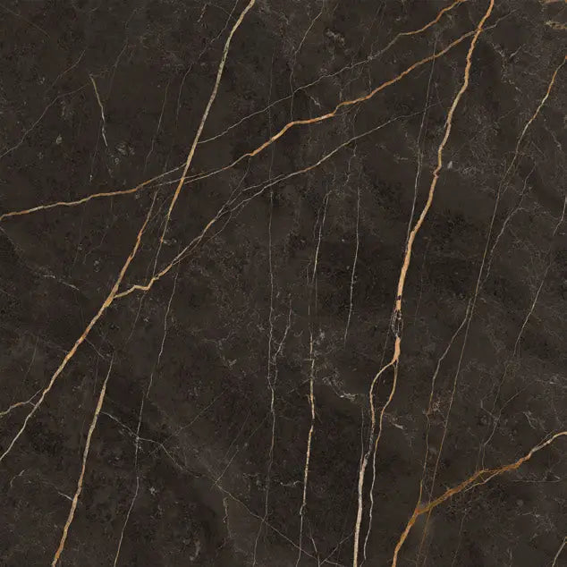 Dark marble met gouden aderen in Saint Laurent Polished 120x120 Rett