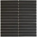 Rectangulaire zwarte mosaïektegels met dunne voeglijnen in carbon gray matt stijl