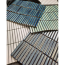 Metallic mosaic tiles in blue, green speckle, and silver for SEF12525 Light Green Speckle