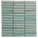 Turquoise glass mosaic tiles in horizontal rows for SEF12525 Light Green Speckle