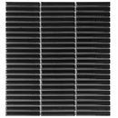 Zwarte glanzende mozaïektegels in horizontale rijen, perfect voor vloertegels