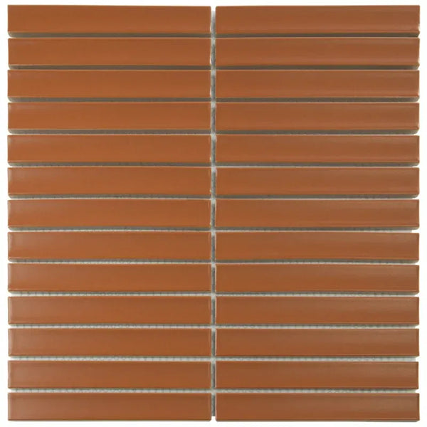 Alt tekst voor afbeelding van SEF20015 Terra Cotta Matt keramische tegelmosaic in terracotta kleur