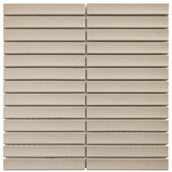 Beige lineaire mozaïek tegels SEF20250 Vanilla Speckle Matt met textuur