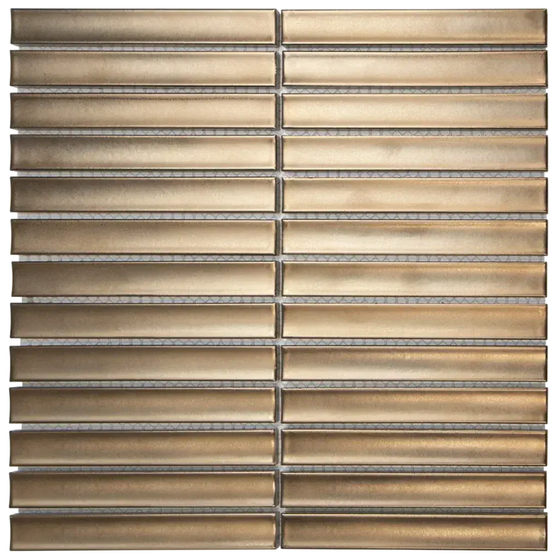 Rectangulaire lichtbruine glasmozaïek tegels SEF20B Bronze Metallic voor stijlvolle muren