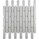 Mosaic tegelsheet met lichtgrijze, pillvormige keramiekelementen voor seo23140 white matt