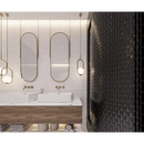 Moderne badkamer met zwart matte wastafel, dubbele waskommen en ovale spiegels