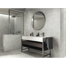 Moderne badkamer met Shetland Moon 33,3x100 mat rett wastafel en metalen frame