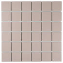 Beige vierkante Royal Peach mozaïektegels met matte afwerking en dunne witte voegen