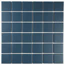Donkere blauwe vierkante mozaïektegel SM48710 Navy Blauw met witte voeglijsten