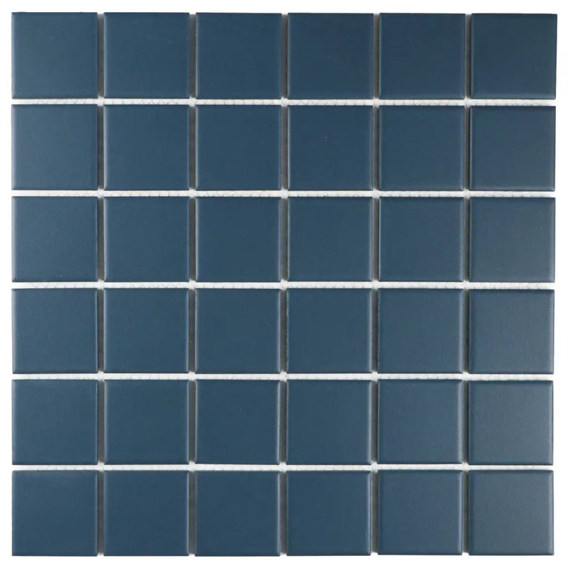 Donkere blauwe vierkante mozaïektegel SM48710 Navy Blauw met witte voeglijsten