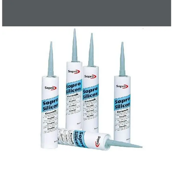 Witte siliconenkit tubes met blauwe spuiten in Sopro Silicone kit Antraciet nr. 66