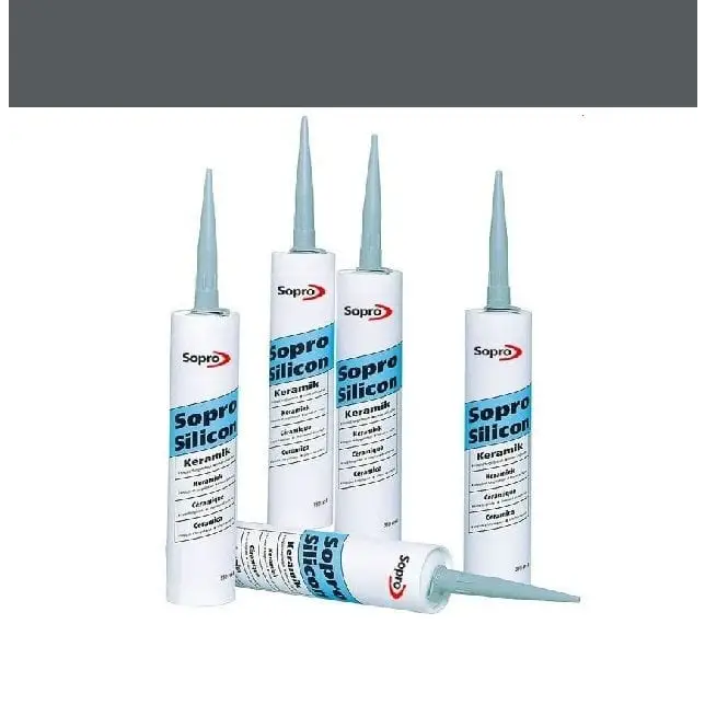 Witte siliconenkit tubes met blauwe spuiten in Sopro Silicone kit Antraciet nr. 66