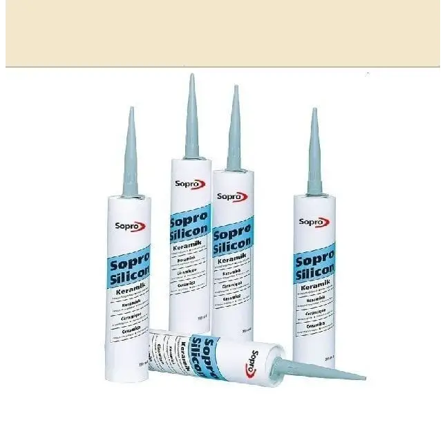 Witte Sopro silicone tubes met blauwe applicatietips in Silicone kit Lichtbeige