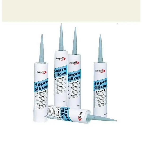 Witte tubes Sopro siliconenkit met blauwe applicatietips voor perfecte afdichting