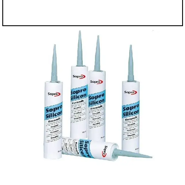 Witte Sopro silicone sealant tubes met blauwe tips in silicone kit wit 310ML