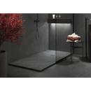 Moderne inloopdouche met donkere stenen basis, de Statale Black 120x120 rett