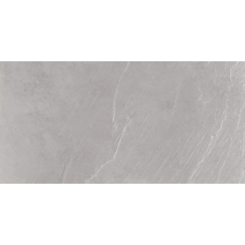 Smooth grey marble surface with subtle white veining in Statale Greige 30x60 rett