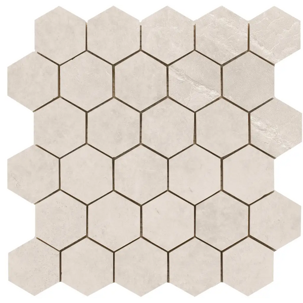 Beige hexagon mozaïek in honingraatpatroon, Statale Sand hexagon voor interieurdesign