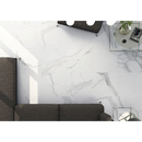 Donkere grijze hoekbank met moderne lijnen bij Statuario mat 60x60 rett