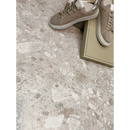 Lichte bruine suede sneakers met witte zolen en zilveren hakaccenten, Stone Mist 30x60 rett