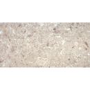Lichtbruine, gevlekte terrazzo tegel Stone Nut 60x120 rett met witte, donkere bruine en grijze aggregate