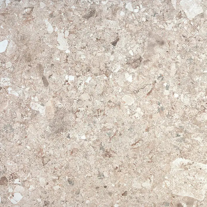 Ruw, gespikkeld grijs-wit terrazzo tegel Stone Nut 60x60 rett