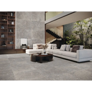 Moderne L-vormige beige bank met kussens voor Stoneland Grey mat 80x80 Rett