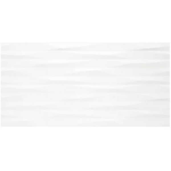 Witte textuurstof met horizontale plooien van de Strass Blanco mat 30x60 rett