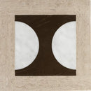Tarinda 30x30 cm vloertegels met vierkante mozaïektegel, wit marmer en donkere bruine aderen, beige randwandtegels