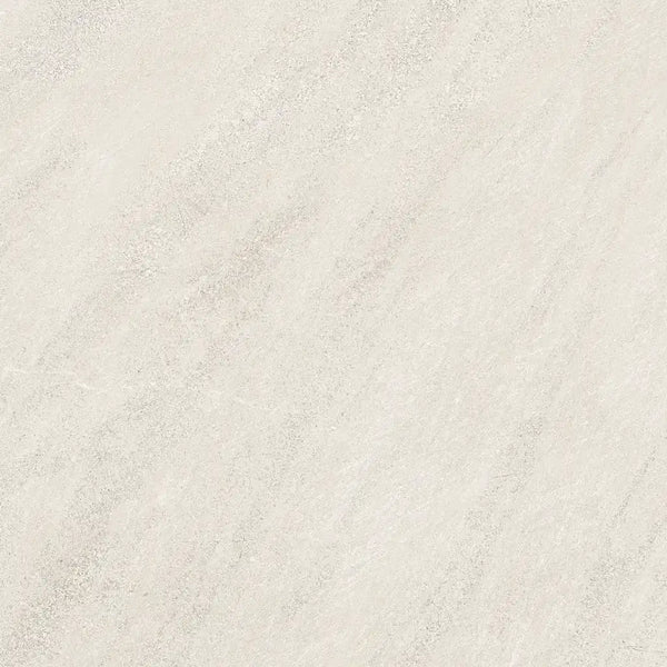 Off-white textured Terrastegel Kliff Sand 60x60 met subtiele diagonale strepen