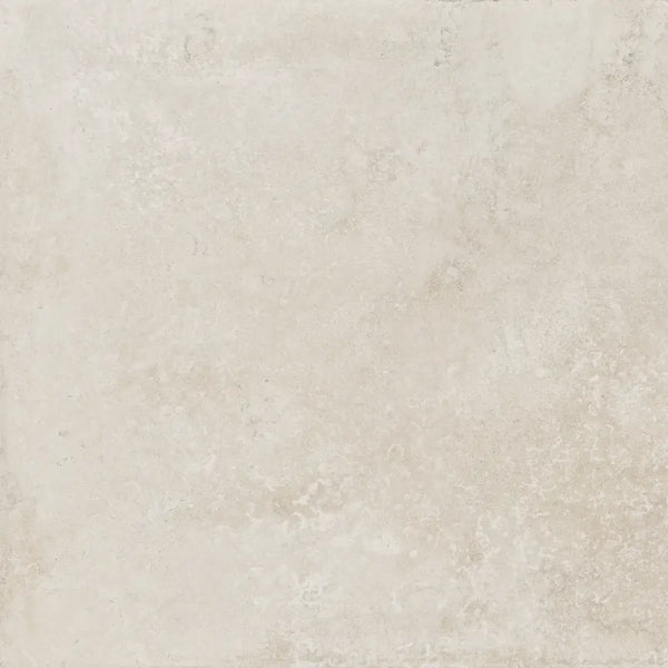 Off-white textured terrastegel Midtown Cream 60x60 met subtiele vlekken