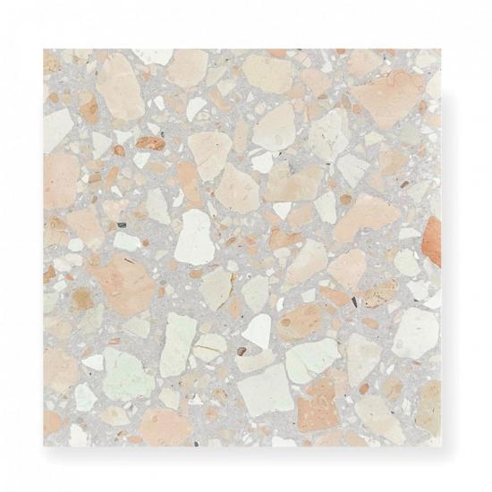 Terrazzo collezione sassi La Rocca tegel met witte, crèmekleurige en perzikkleurige aggregate