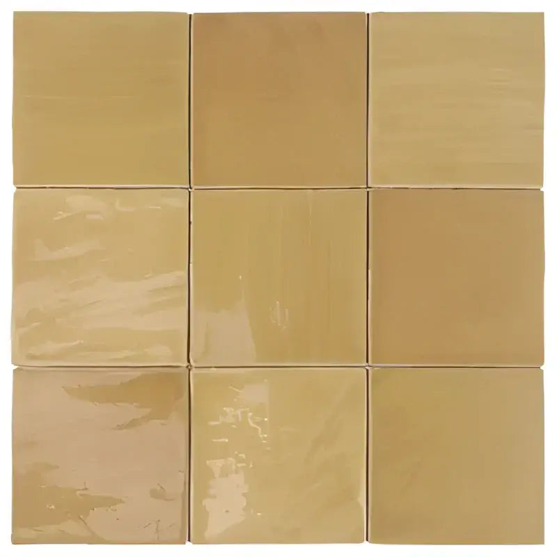 Creamkleurige TopTegels Beach Geel 15x15 cm keramische tegels met glanzende afwerking