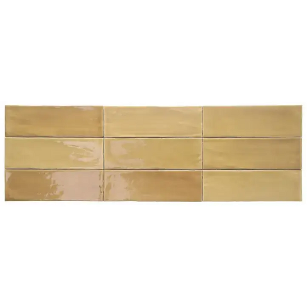 Goldige TopTegels Beach Geel keramische tegels 7.5x23 cm met glanzend oppervlak