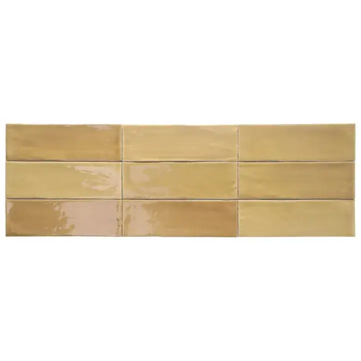 Goldige TopTegels Beach Geel keramische tegels 7.5x23 cm met glanzend oppervlak