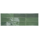 Groene glossy keramische subway tegel TopTegels Beach Groen 7.5x23 cm