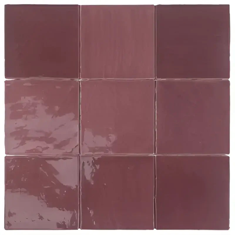 TopTegels Beach Paars 15x15 cm keramische tegels in diep burgundy met subtiele glans