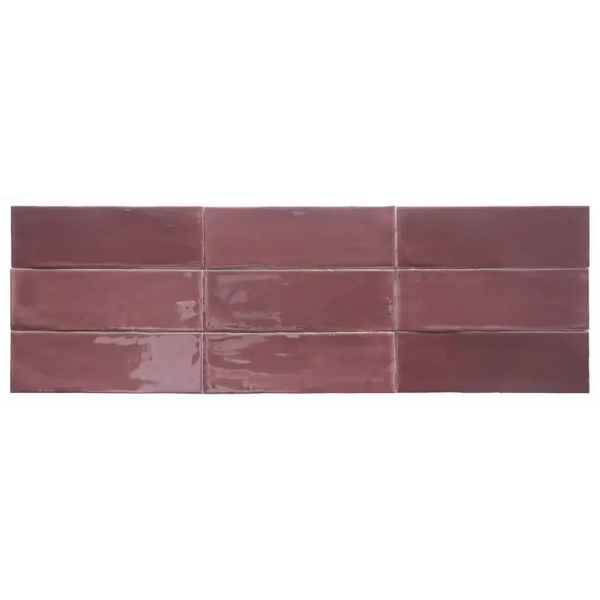 TopTegels Beach Paars 7.5x23 cm burgundy glanzende keramische subway tegel