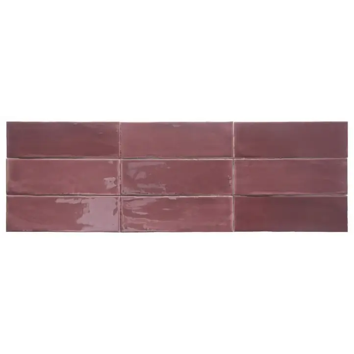 TopTegels Beach Paars 7.5x23 cm burgundy glanzende keramische subway tegel