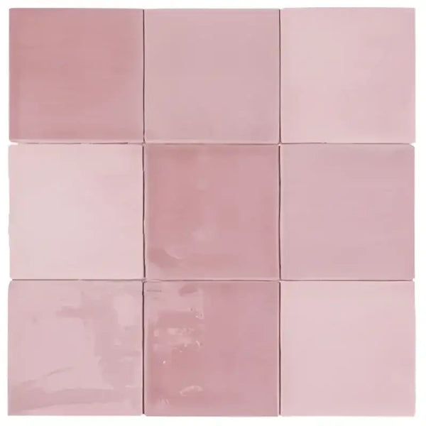 Dusty roze keramische tegels van TopTegels Beach Roze 15x15 cm met glans en textuur