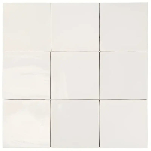 Witte keramische subway tegel met grijze voeg, 15x15 cm, toptegels beach wit