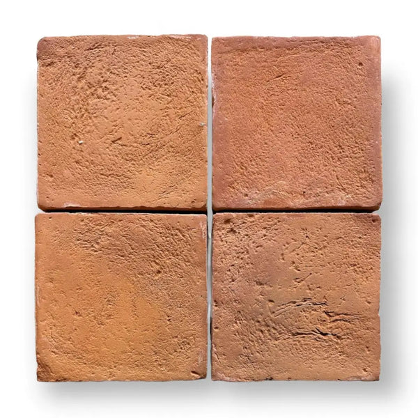 Vier vierkante terracotta vloertegels van Tuscan Antique 15x15x2,5 cm