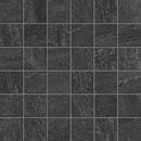 Donkergrijze steen tegels in grid met lichte voeg, Ultrablock Coke mozaïek 5x5